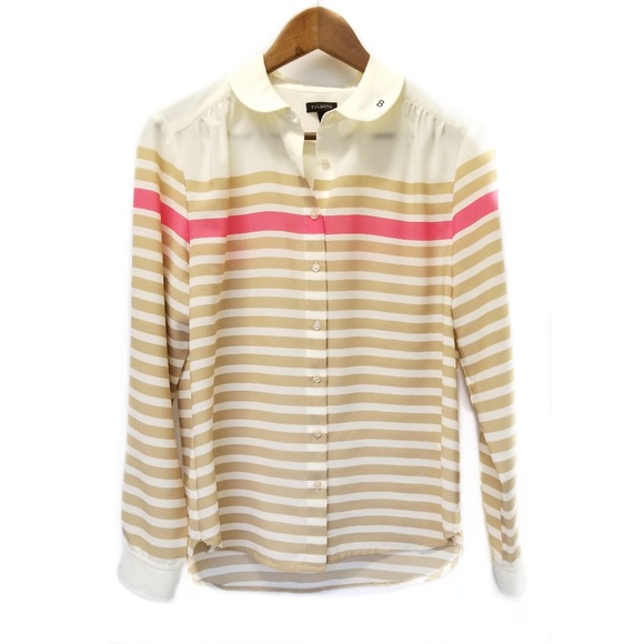 TALBOTS New Chiffon Striped Button Front Shirt 8 M - Picture 6 of 8